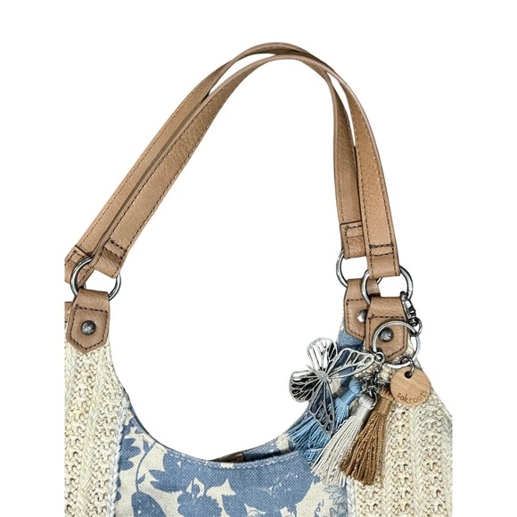 Sakroots The Sak Roma Shopper Hobo Shoulder Bag Tote Purse Woven Straw Canvas - Picture 3 of 16